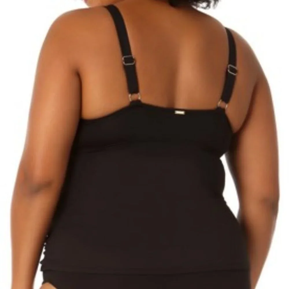 Anne Cole Plus Size Live in Color Twist Underwire Tankini Top 18W - Picture 10 of 11